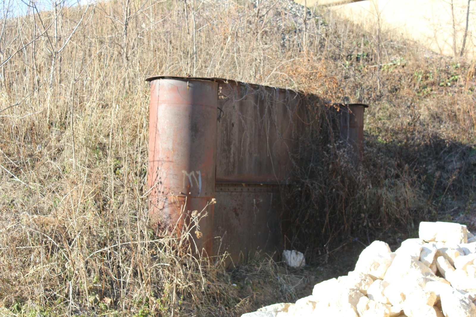 Remains of former roadway bridge on south side